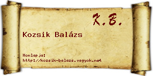 Kozsik Balázs névjegykártya