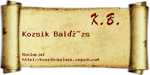 Kozsik Balázs névjegykártya